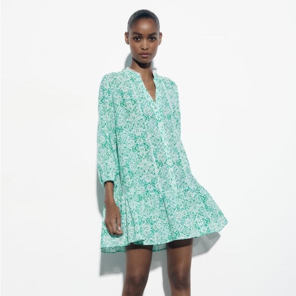 ZARA PRINTED MINI DRESS - Picture 2 of 8